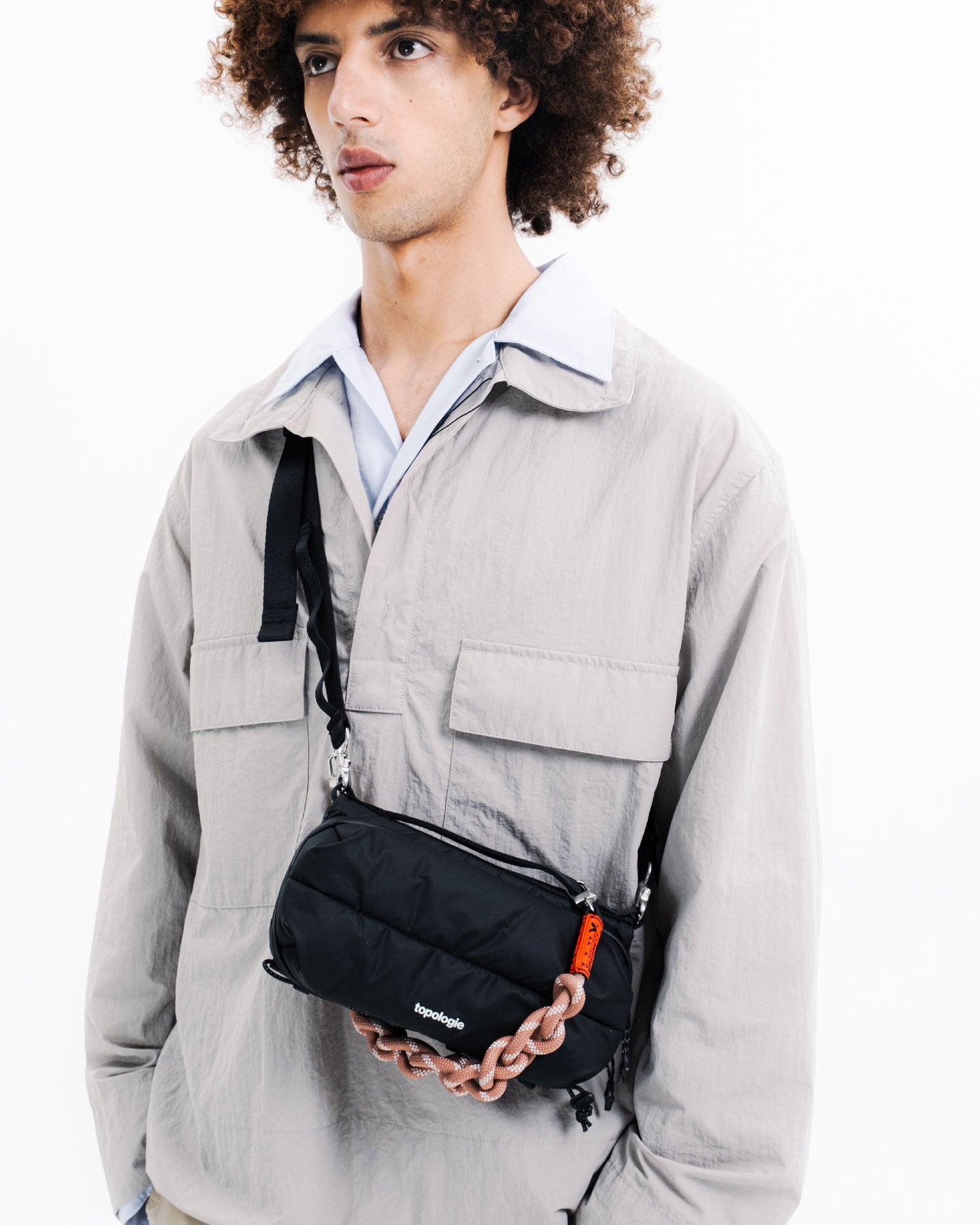 Bottle Sacoche ボトルサコッシュ / Black (Puffer) / Bungee Strap / Black (Synthetic Leather)