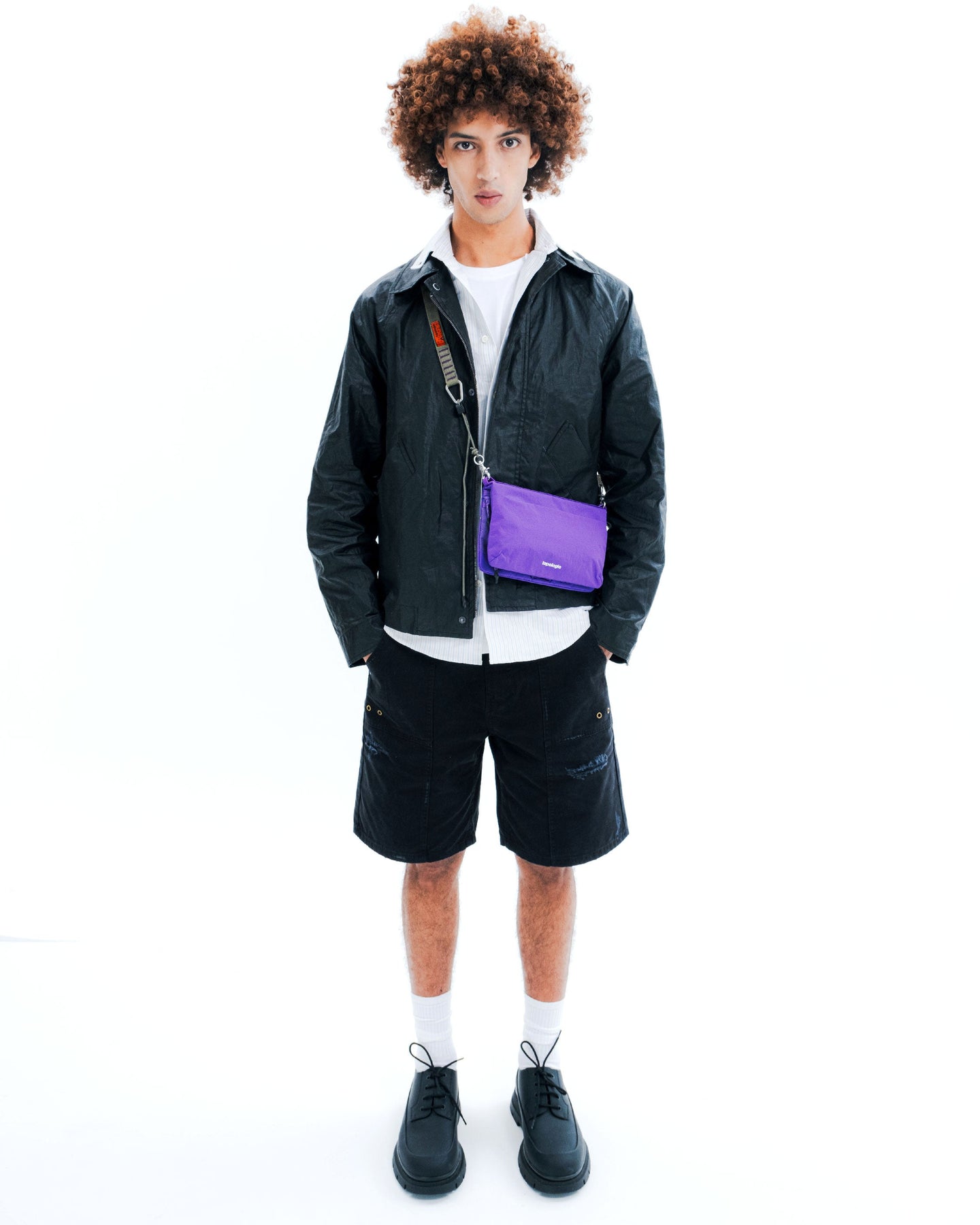 Flat Sacoche Small フラット サコッシュ スモール / Dry Black / 20mm Sling / Lavender