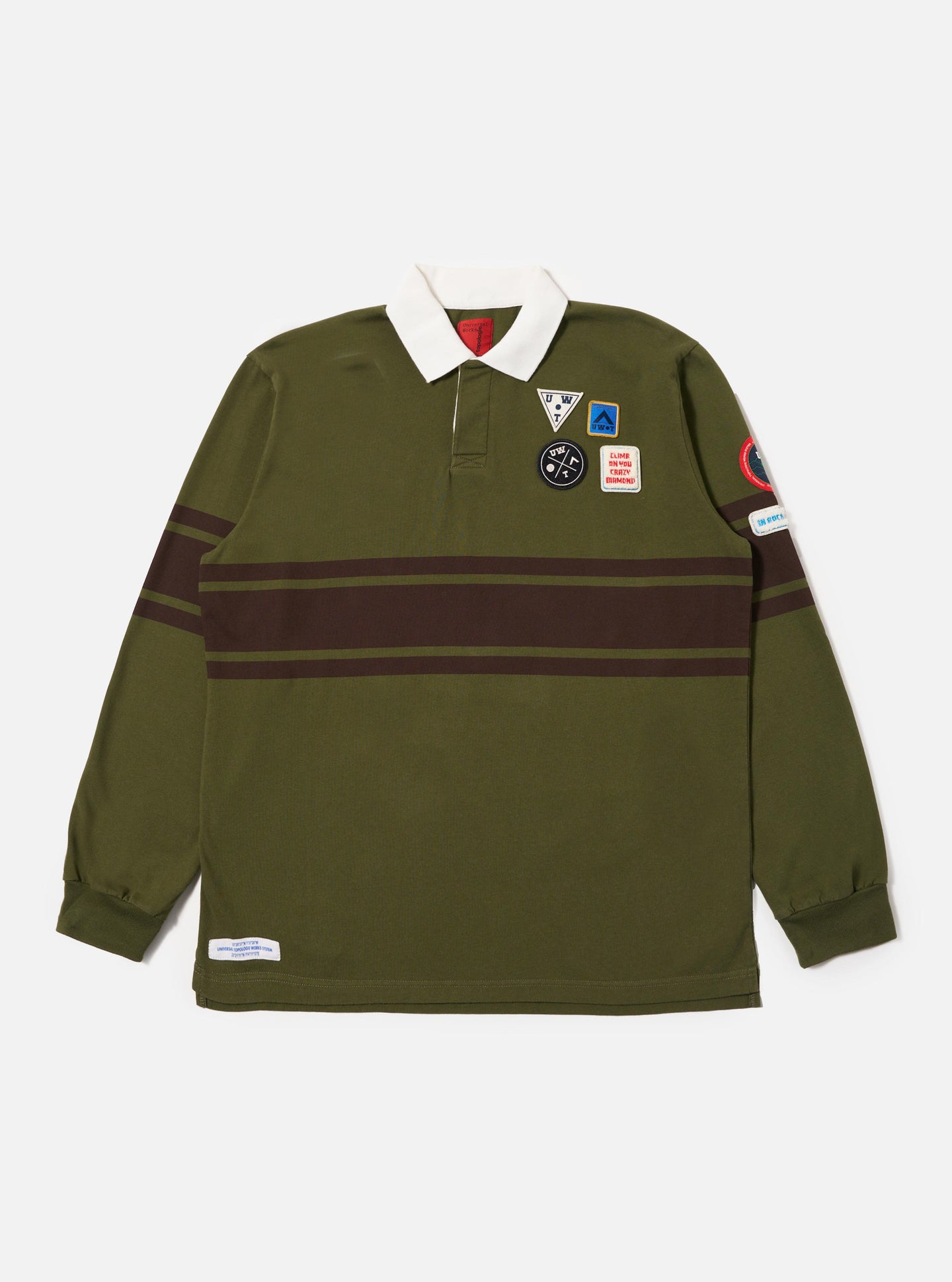 Topologie X Universal Works Rugby Shirt (With Badges) / Olive / Brown