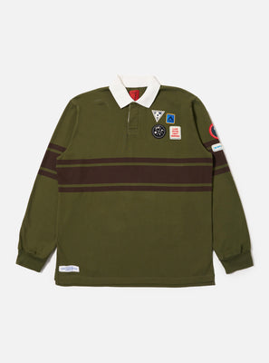 Topologie X Universal Works Rugby Shirt (With Badges) / Olive / Brown