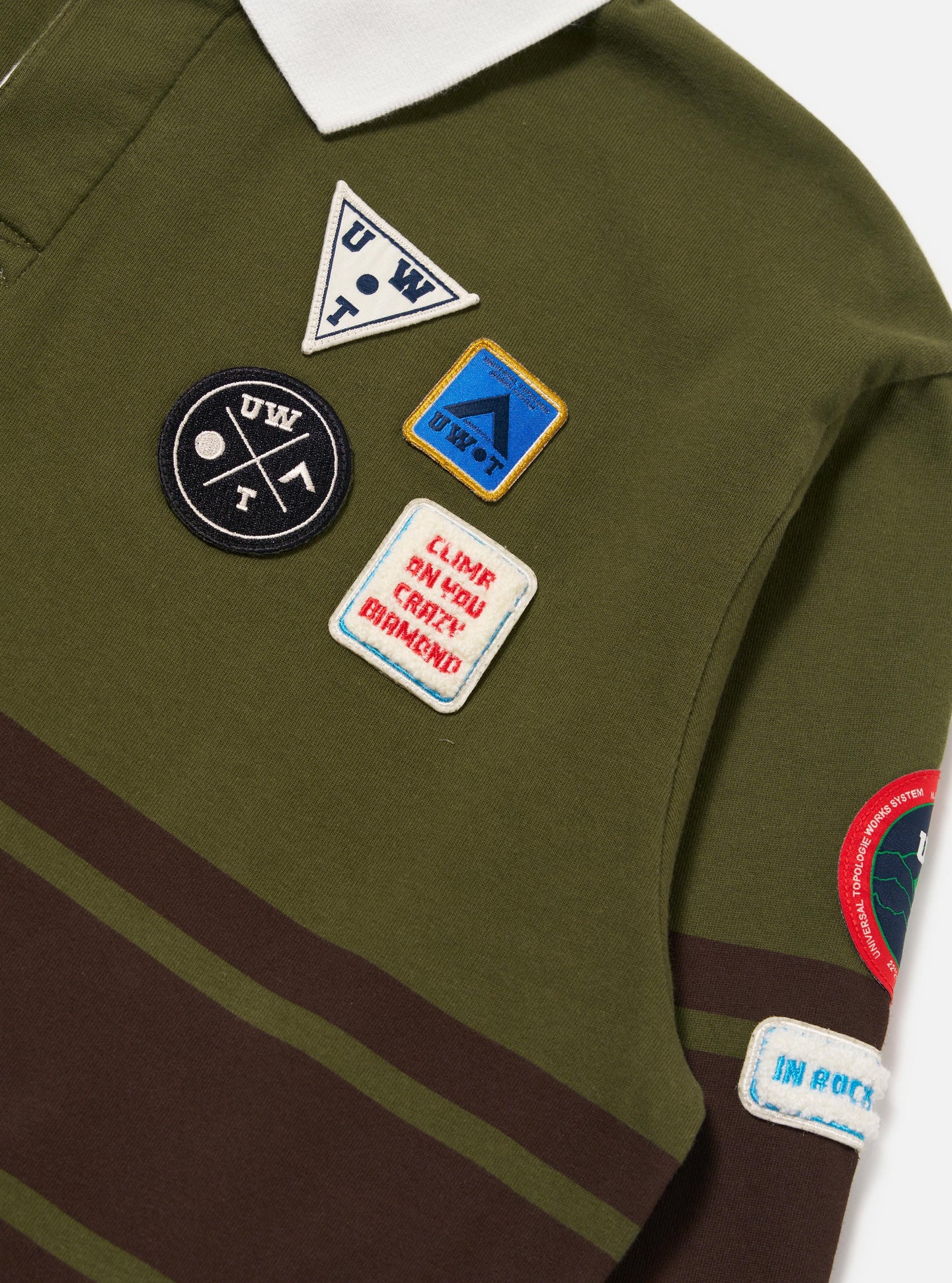 Topologie X Universal Works Rugby Shirt (With Badges) / Olive / Brown