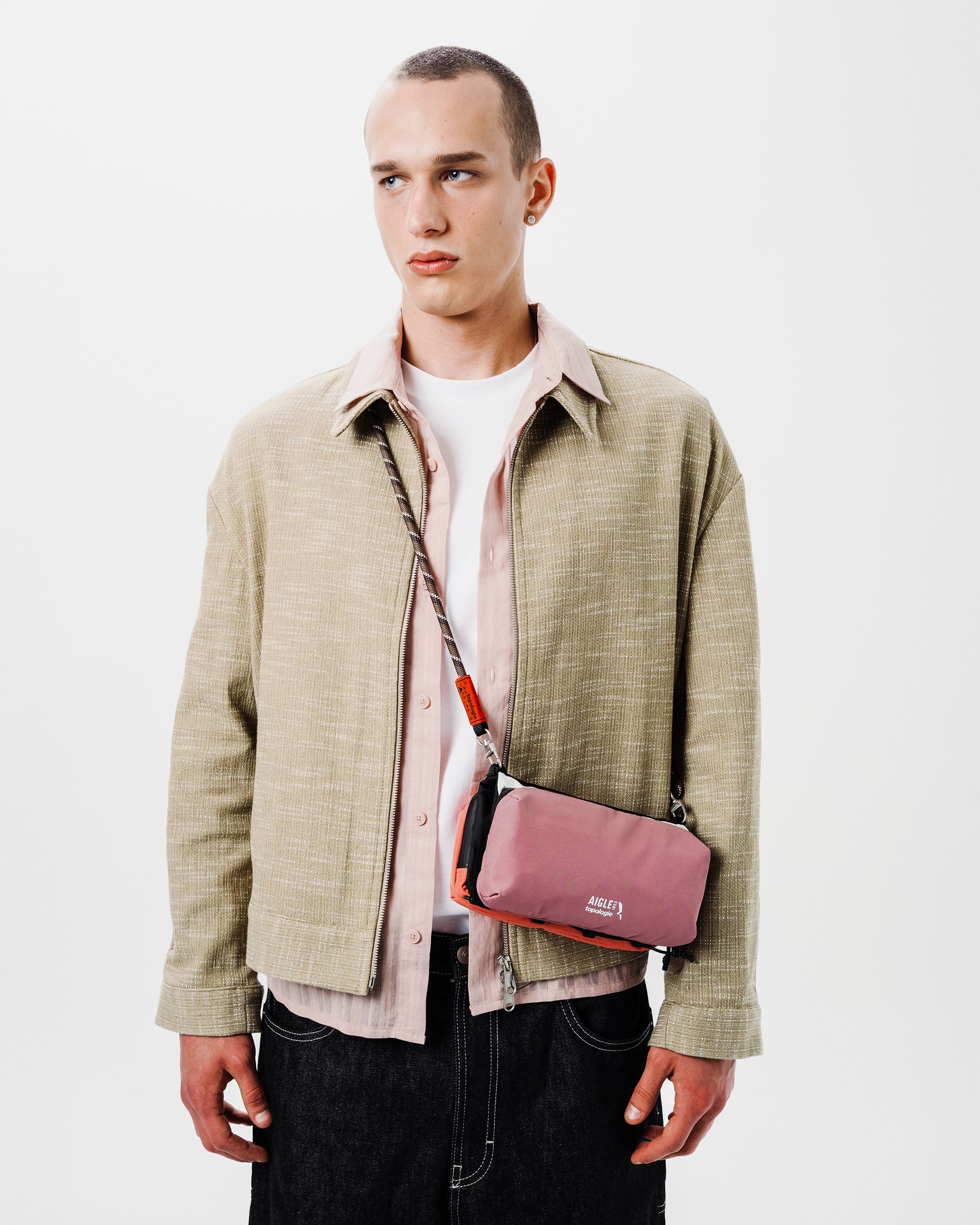 Topologie x Aigle Trio Colour Bottle Sacoche Medium / Gris Rose / 8.0mm Rope / Cedar Patterned