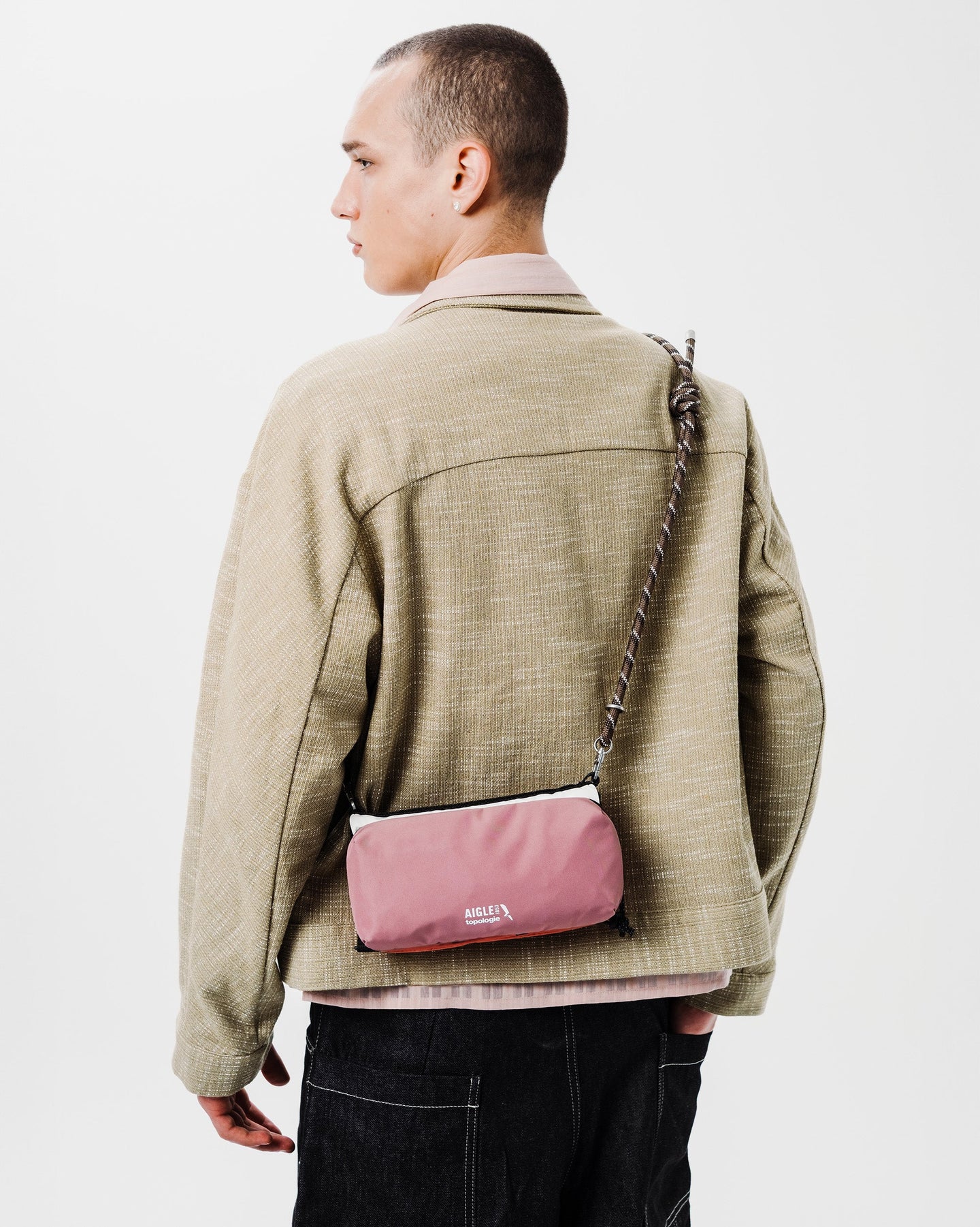 Topologie x Aigle Trio Colour Bottle Sacoche Medium / Gris Rose / 8.0mm Rope / Cedar Patterned