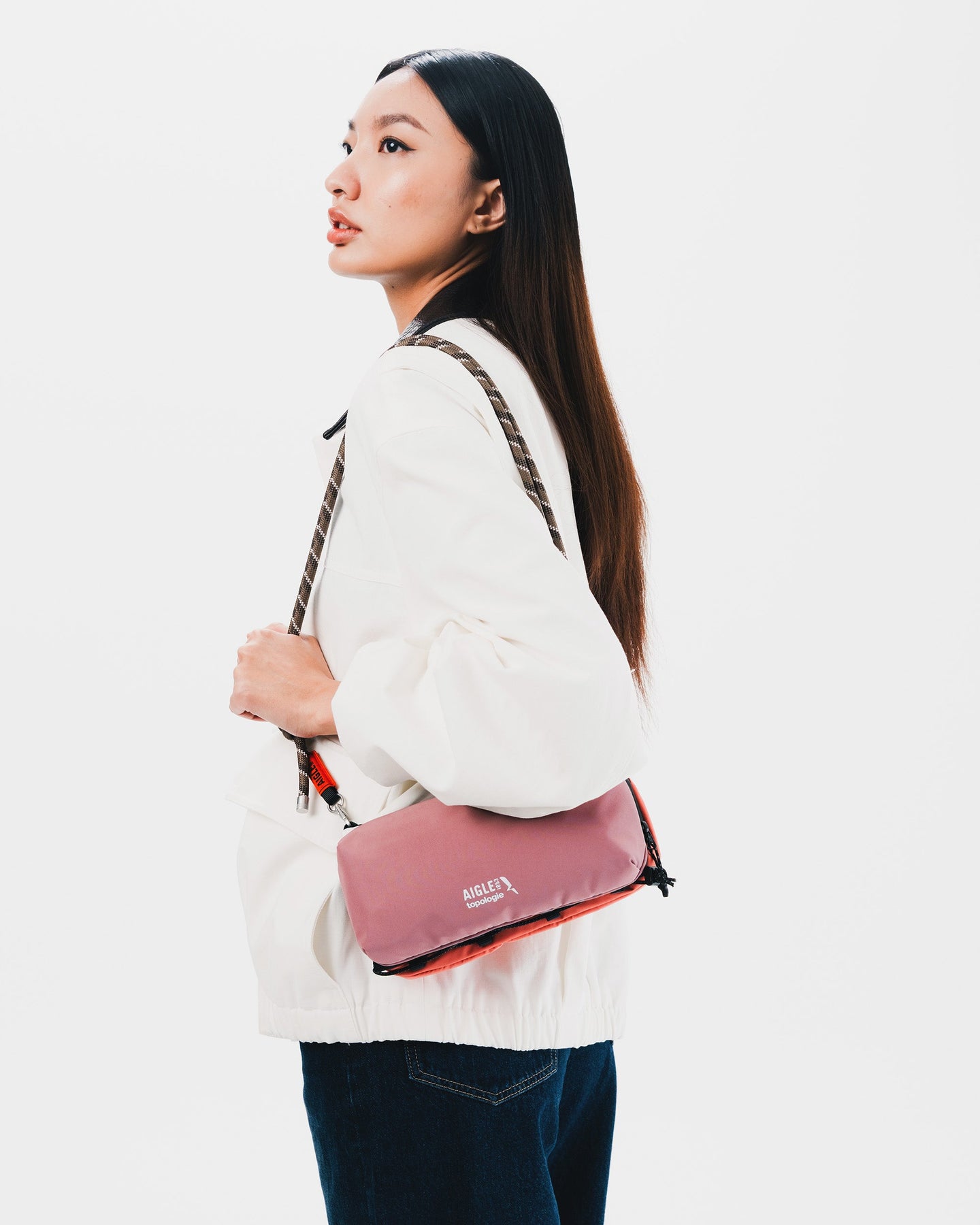 Topologie x Aigle Trio Colour Bottle Sacoche Medium / Gris Rose / 8.0mm Rope / Cedar Patterned