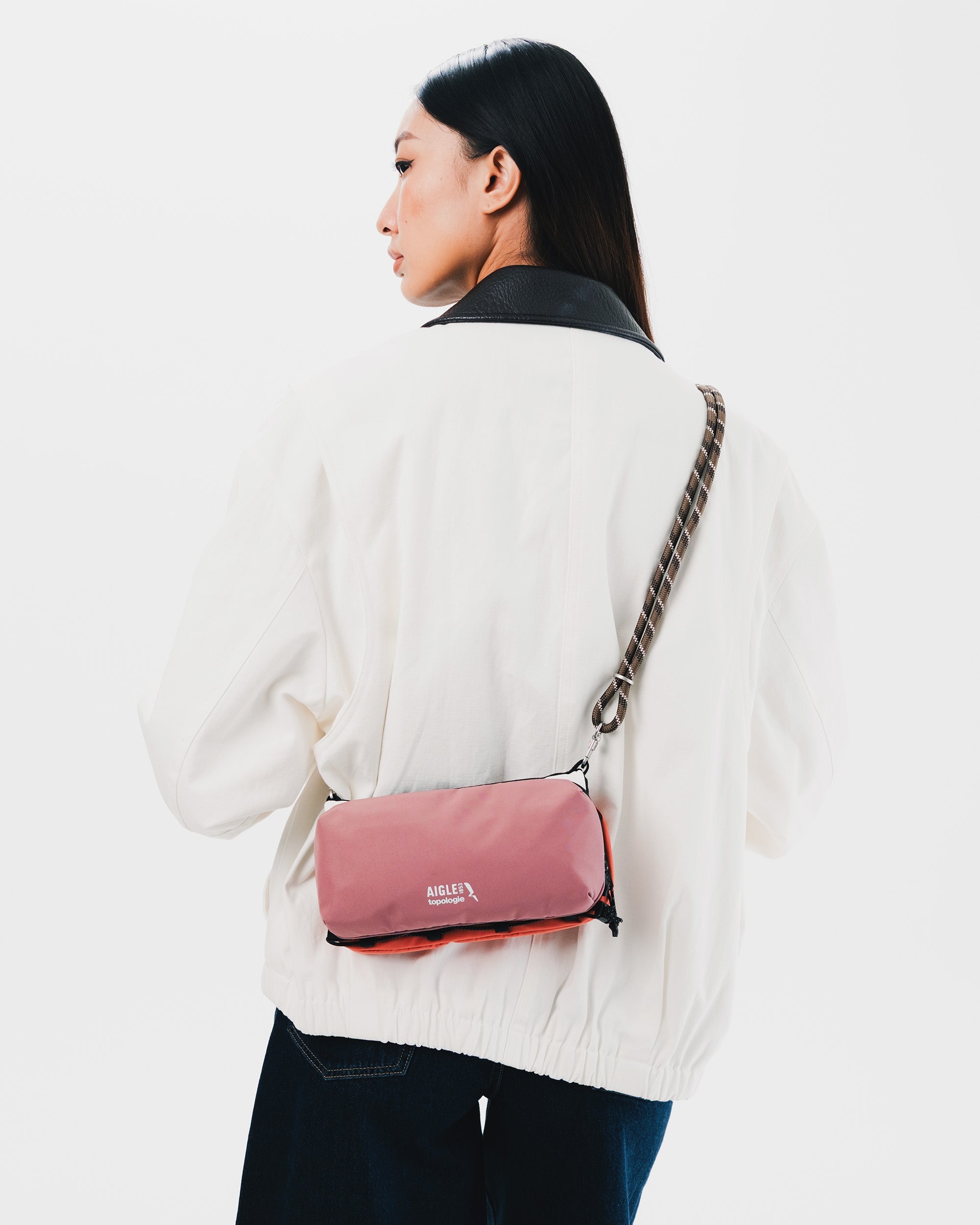 Topologie x Aigle Trio Colour Bottle Sacoche Medium / Gris Rose / 8.0mm Rope / Cedar Patterned