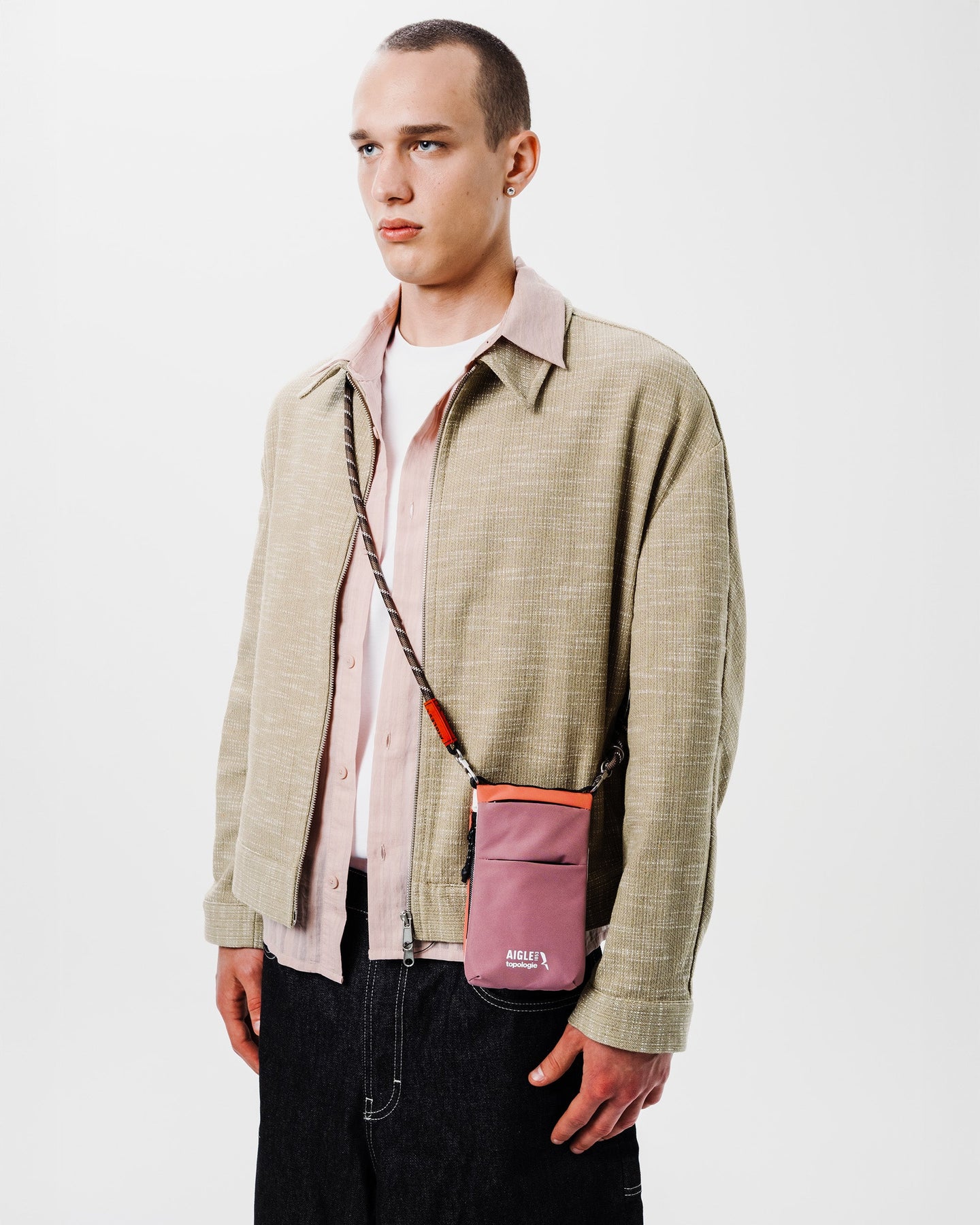 Topologie x Aigle Trio Colour Phone Sacoche / Gris Rose / 8.0mm Rope / Cedar Patterned