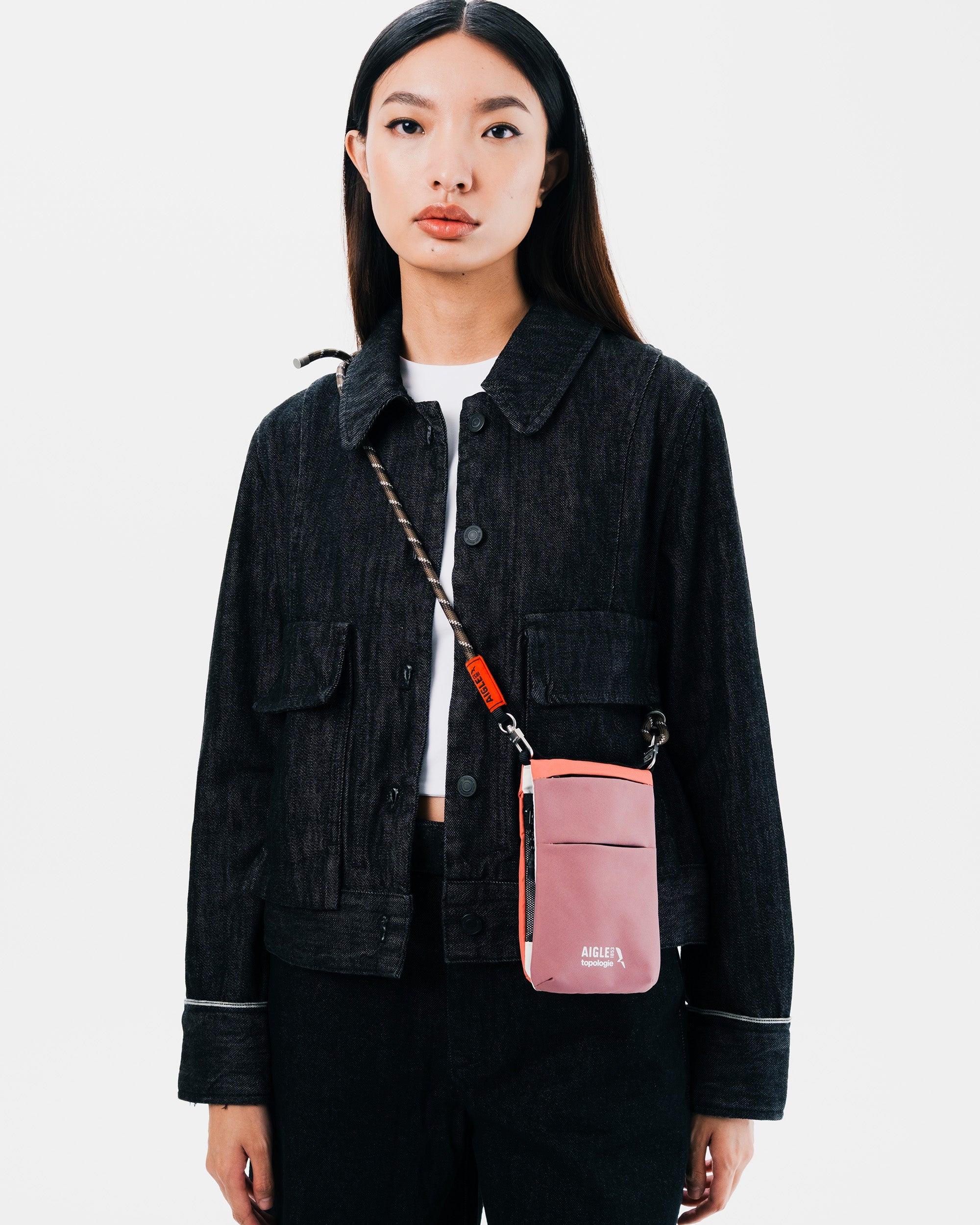 Topologie x Aigle Trio Colour Phone Sacoche / Gris Rose / 8.0mm Rope / Cedar Patterned