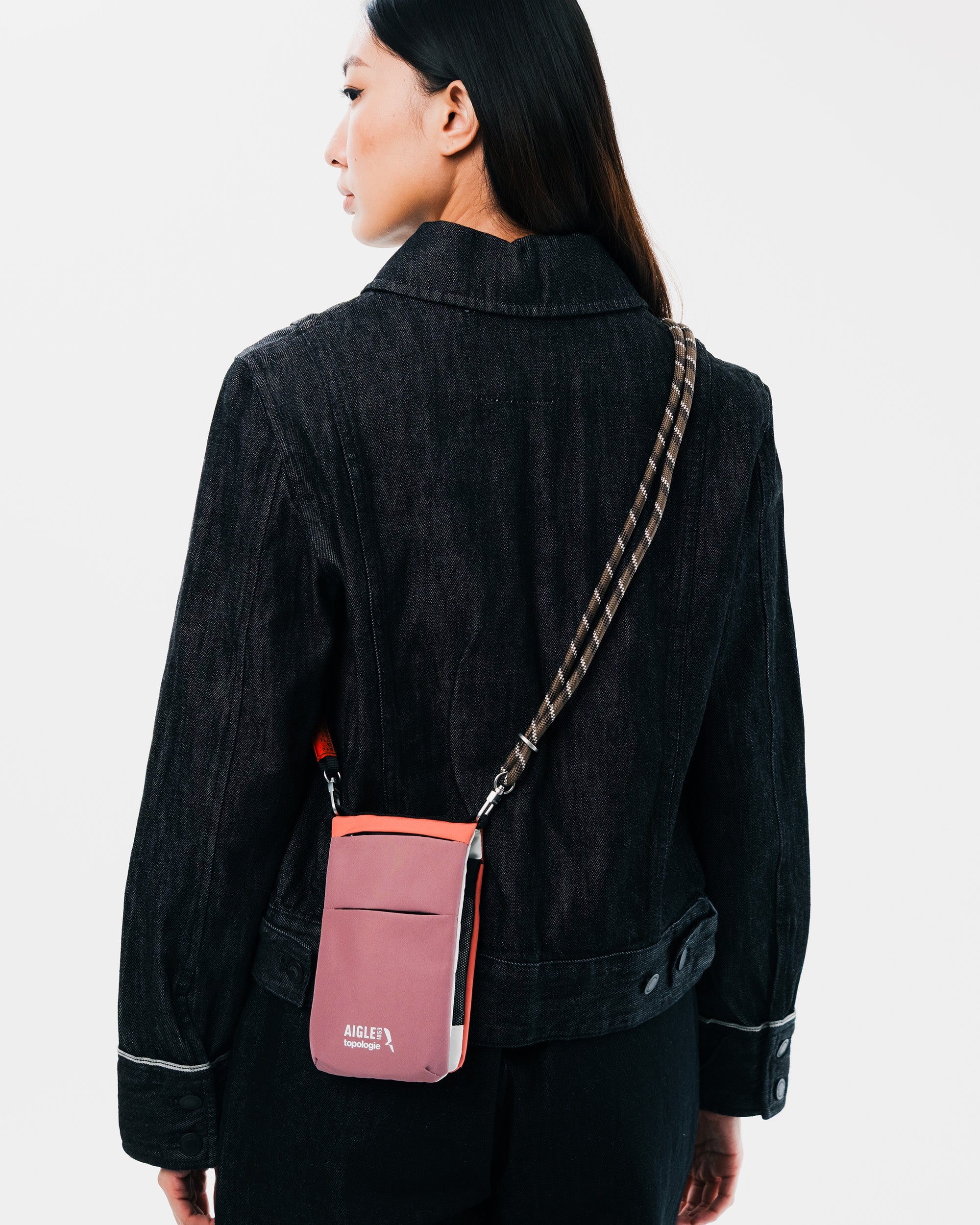 Topologie x Aigle Trio Colour Phone Sacoche / Gris Rose / 8.0mm Rope / Cedar Patterned