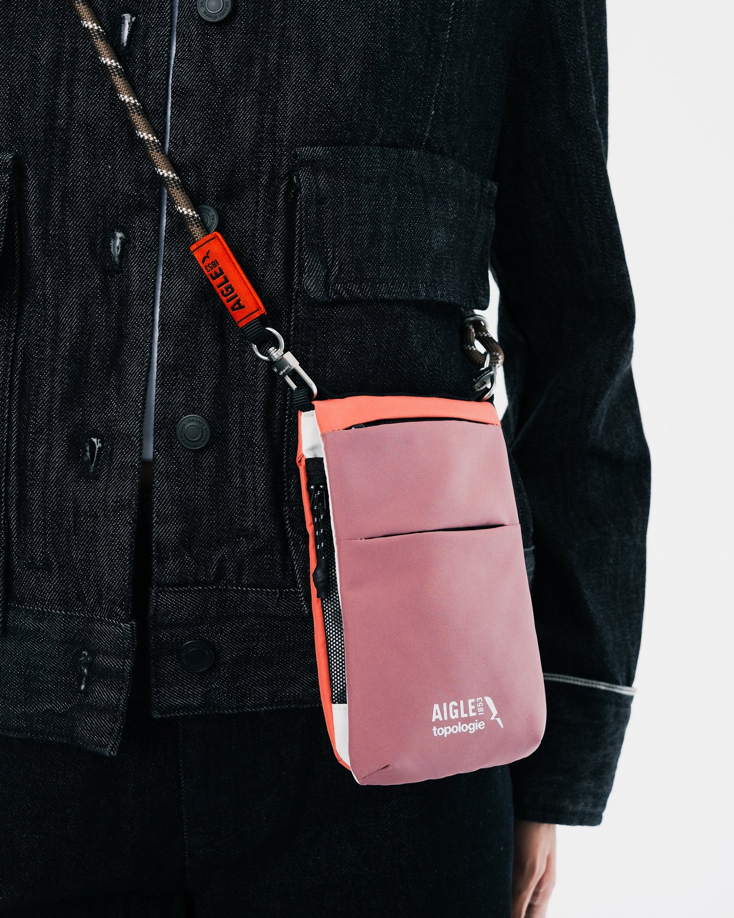 Topologie x Aigle Trio Colour Phone Sacoche / Gris Rose / 8.0mm Rope / Cedar Patterned