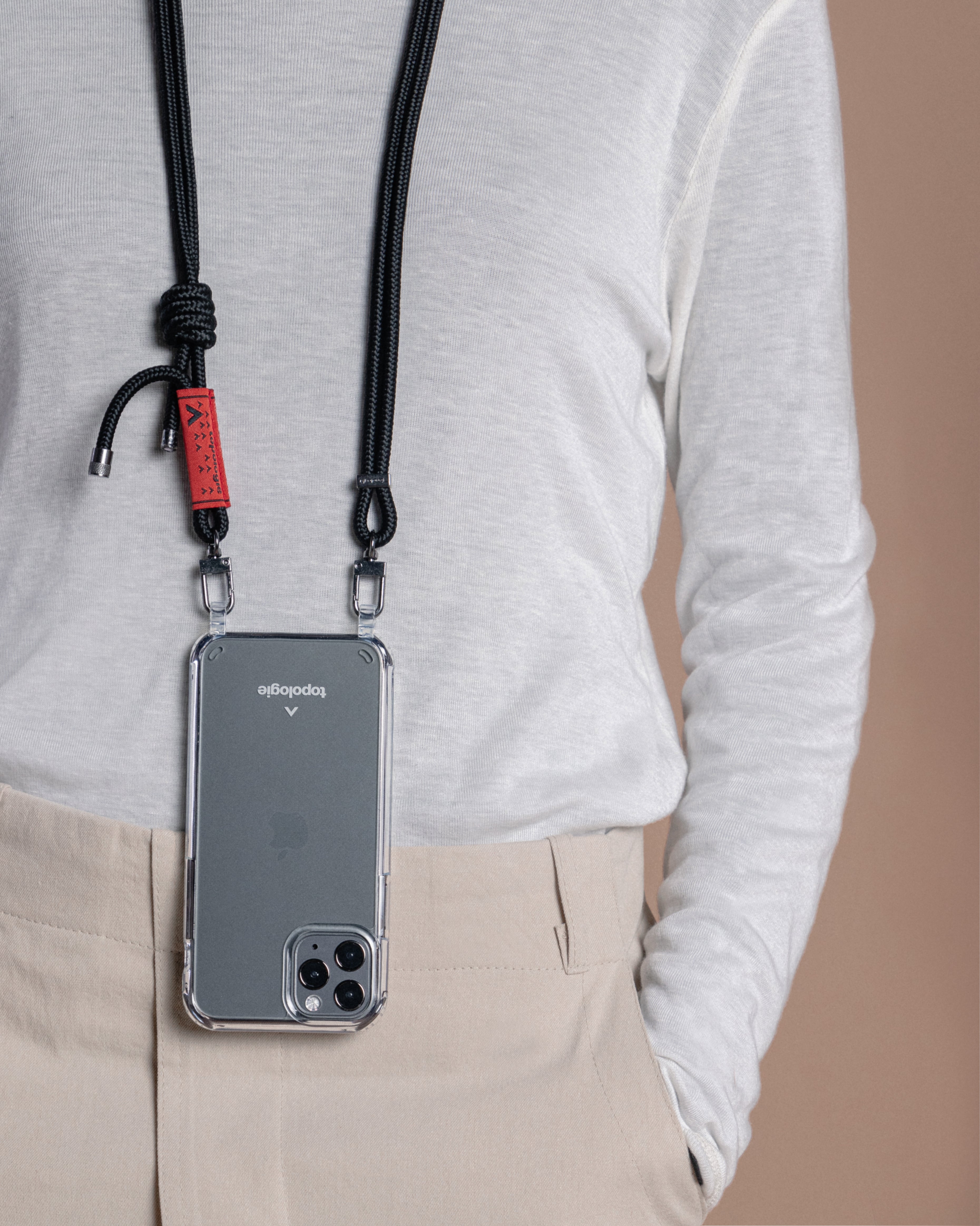 topologie トポロジー スマホポーチ ケース ブラック 黒 Phone Sacoche フォンサコッシュ / Black / 8.0mm Black Lattice